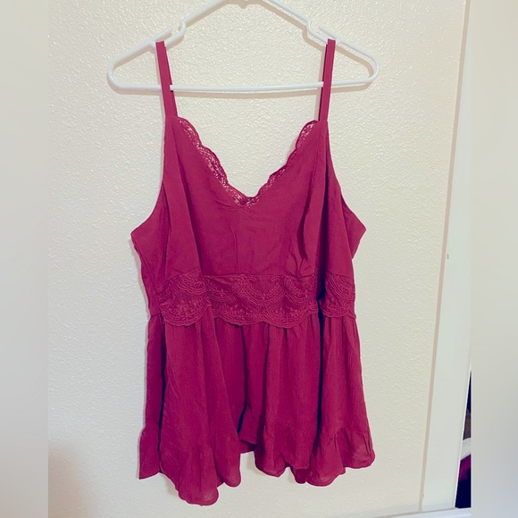 Tank, empire waisted, cotton, dark red/wine color - Picture 1 of 3